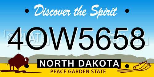 4OW5658 North Dakota License Plate