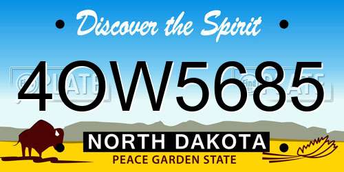4OW5685 North Dakota License Plate