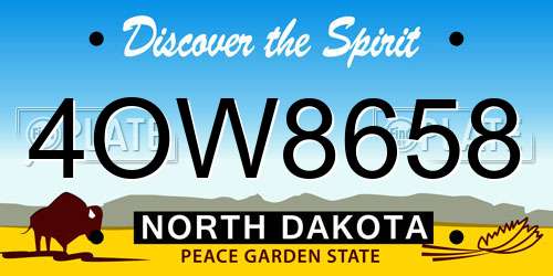 4OW8658 North Dakota License Plate