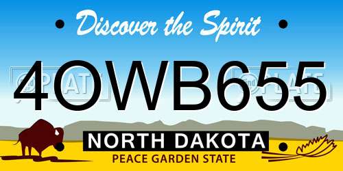4OWB655 North Dakota License Plate