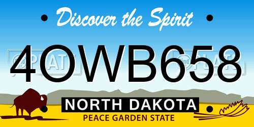 4OWB658 North Dakota License Plate