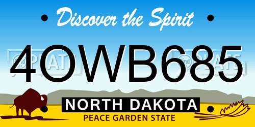 4OWB685 North Dakota License Plate