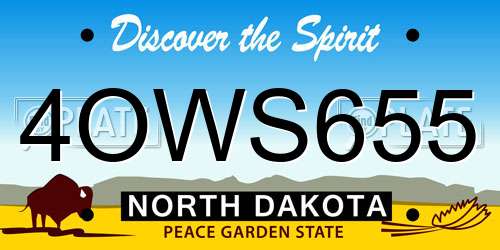4OWS655 North Dakota License Plate