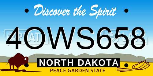4OWS658 North Dakota License Plate