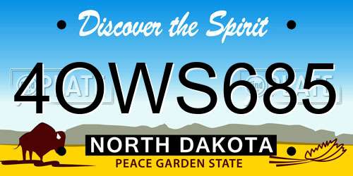 4OWS685 North Dakota License Plate