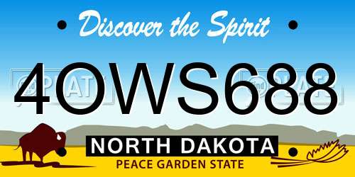 4OWS688 North Dakota License Plate