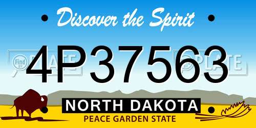 4P37563 North Dakota License Plate