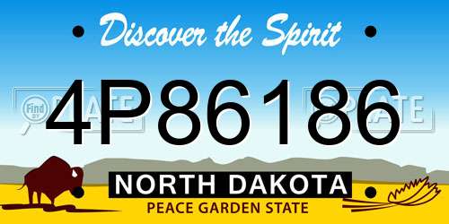 4P86186 North Dakota License Plate
