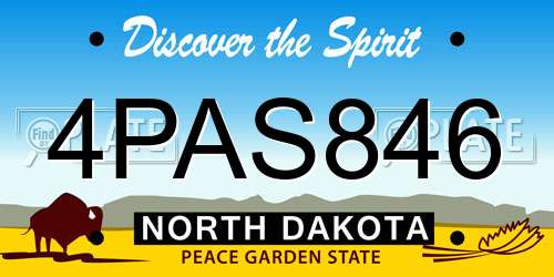 4PAS846 North Dakota License Plate