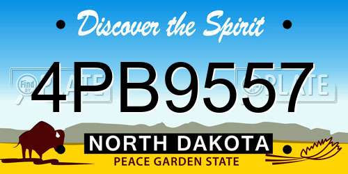 4PB9557 North Dakota License Plate