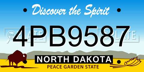 4PB9587 North Dakota License Plate