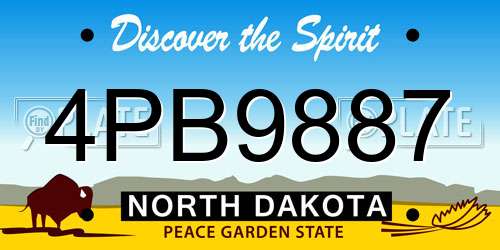 4PB9887 North Dakota License Plate
