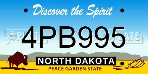 4PB995 North Dakota License Plate