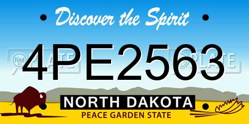 4PE2563 North Dakota License Plate