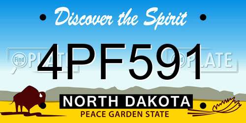 4PF591 North Dakota License Plate