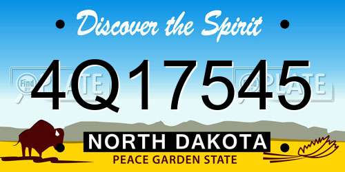 4Q17545 North Dakota License Plate