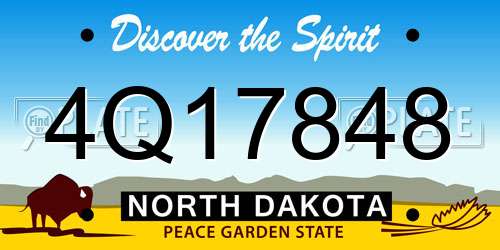 4Q17848 North Dakota License Plate