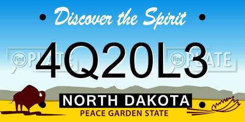 4Q20L3 North Dakota License Plate