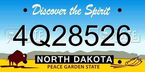 4Q28526 North Dakota License Plate