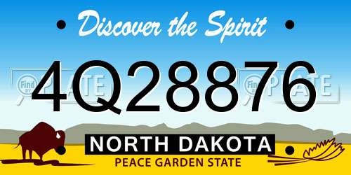 4Q28876 North Dakota License Plate