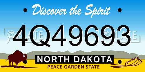 4Q49693 North Dakota License Plate