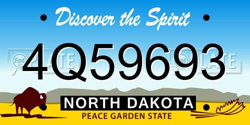 4Q59693 North Dakota License Plate