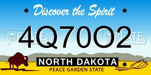 4Q70O2 North Dakota License Plate