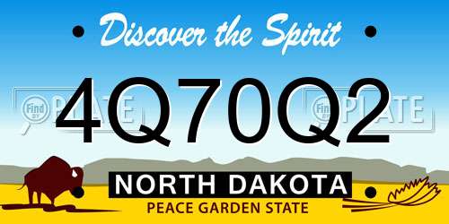 4Q70Q2 North Dakota License Plate