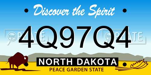 4Q97Q4 North Dakota License Plate