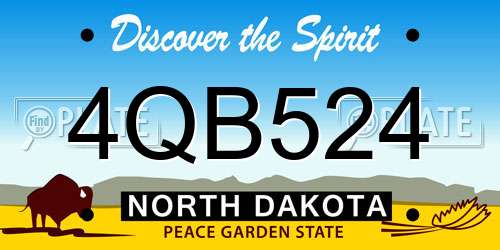 4QB524 North Dakota License Plate