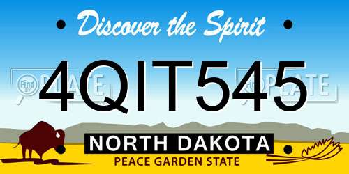 4QIT545 North Dakota License Plate