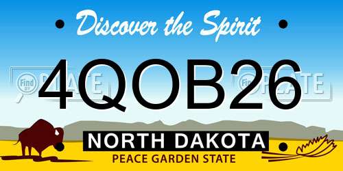 4QOB26 North Dakota License Plate