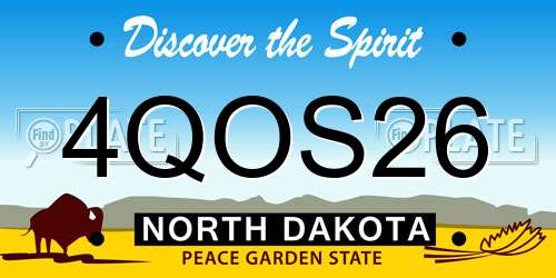 4QOS26 North Dakota License Plate