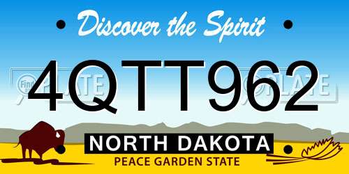 4QTT962 North Dakota License Plate