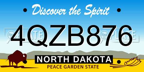 4QZB876 North Dakota License Plate