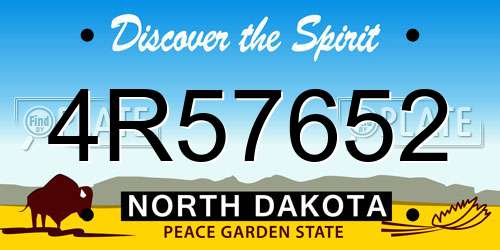 4R57652 North Dakota License Plate