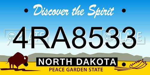 4RA8533 North Dakota License Plate