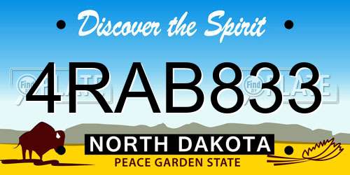 4RAB833 North Dakota License Plate