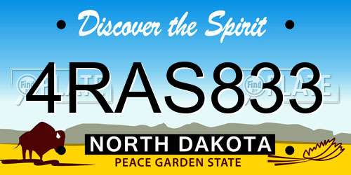 4RAS833 North Dakota License Plate