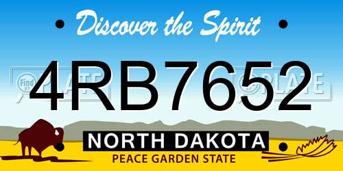 4RB7652 North Dakota License Plate