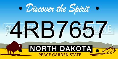 4RB7657 North Dakota License Plate