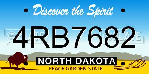4RB7682 North Dakota License Plate