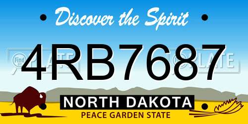 4RB7687 North Dakota License Plate