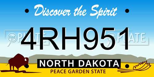 4RH951 North Dakota License Plate