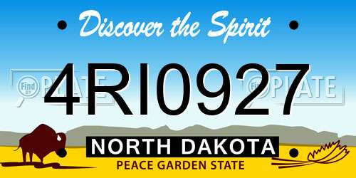 4RI0927 North Dakota License Plate