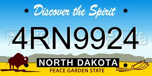 4RN9924 North Dakota License Plate