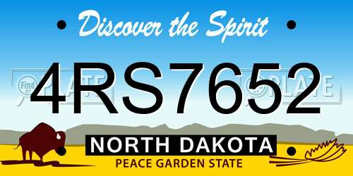 4RS7652 North Dakota License Plate