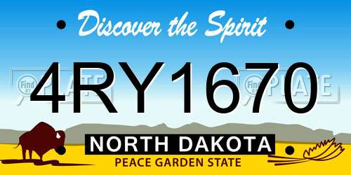 4RY1670 North Dakota License Plate