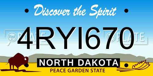 4RYI670 North Dakota License Plate