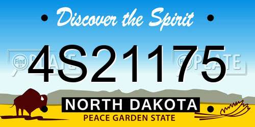 4S21175 North Dakota License Plate